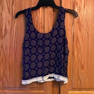 Royal Blue Designed with Ruffles Tank Top